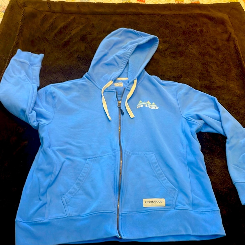 Light Blue LIFE IS GOOD HOODIE